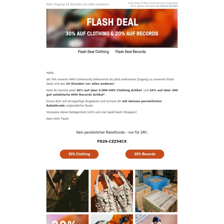 Flash Deal: Exklusiver Pre-Access. Sei unter den Ersten! - newsletter screenshot