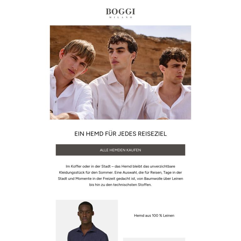 Das perfekte Hemd, wohin auch immer dich der Sommer führt - newsletter screenshot
