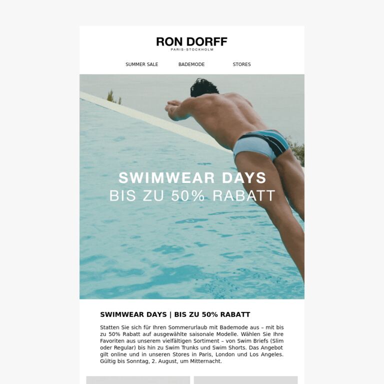 Swimwear Days | Bis zu 50% Rabatt - newsletter screenshot