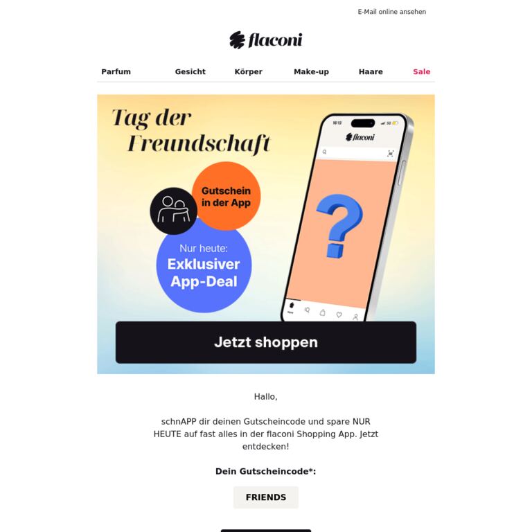 Du + flaconi App = TOP-Gutschein ❤️ - newsletter screenshot