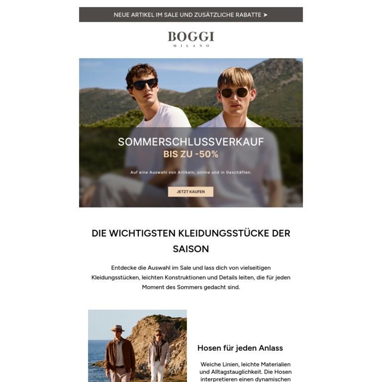 Entdecke die neuen Artikel im Sale und die zusätzlichen Rabatte - newsletter screenshot