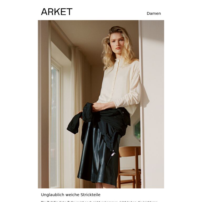 Unglaublich weiche Strickteile - newsletter screenshot