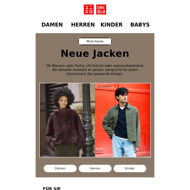 Die perfekte Übergangsjacke - newsletter screenshot