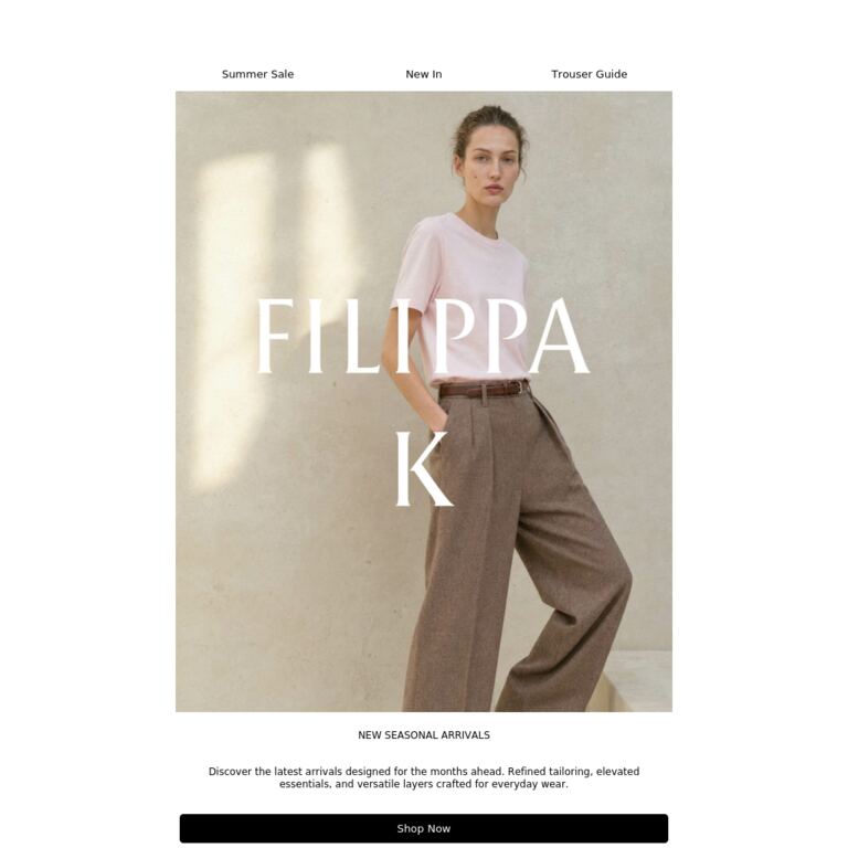 New Season Arrivals - newsletter screenshot