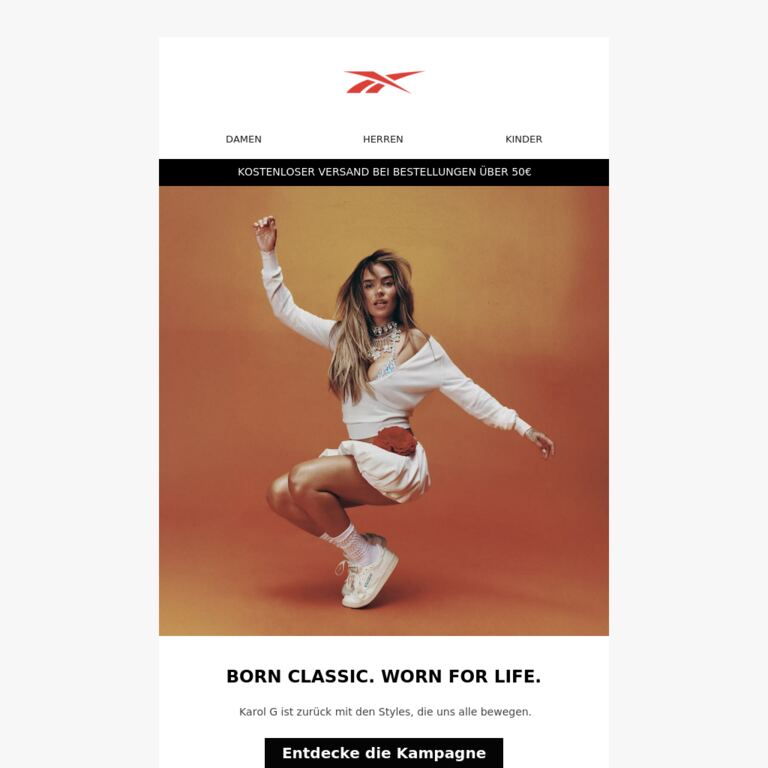 BORN CLASSIC. WORN FOR LIFE - newsletter screenshot