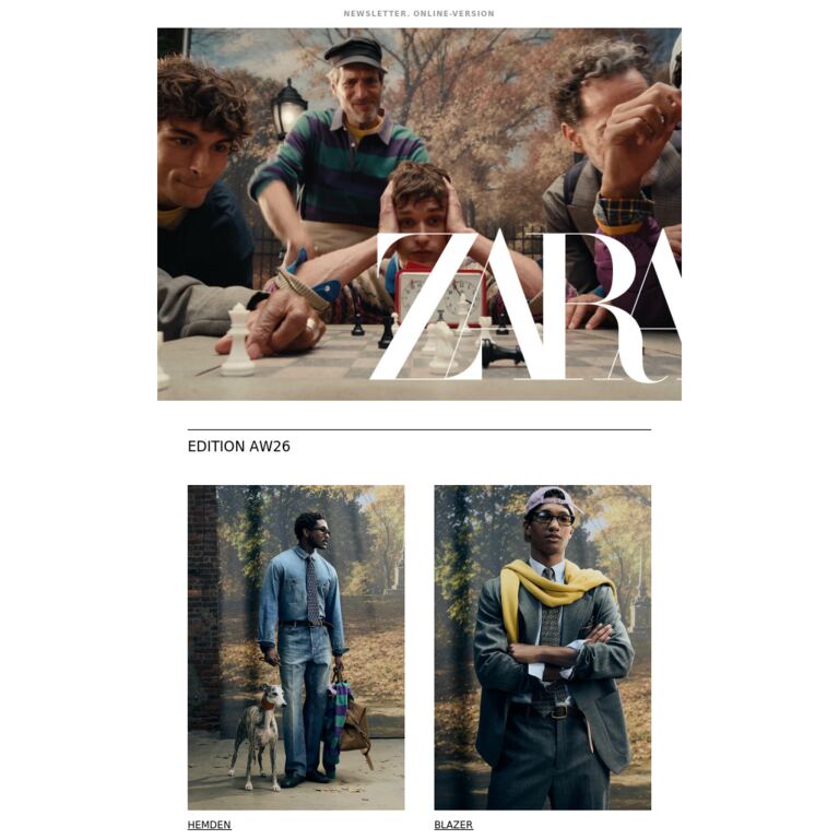 Diese Woche bei ZARA - newsletter screenshot