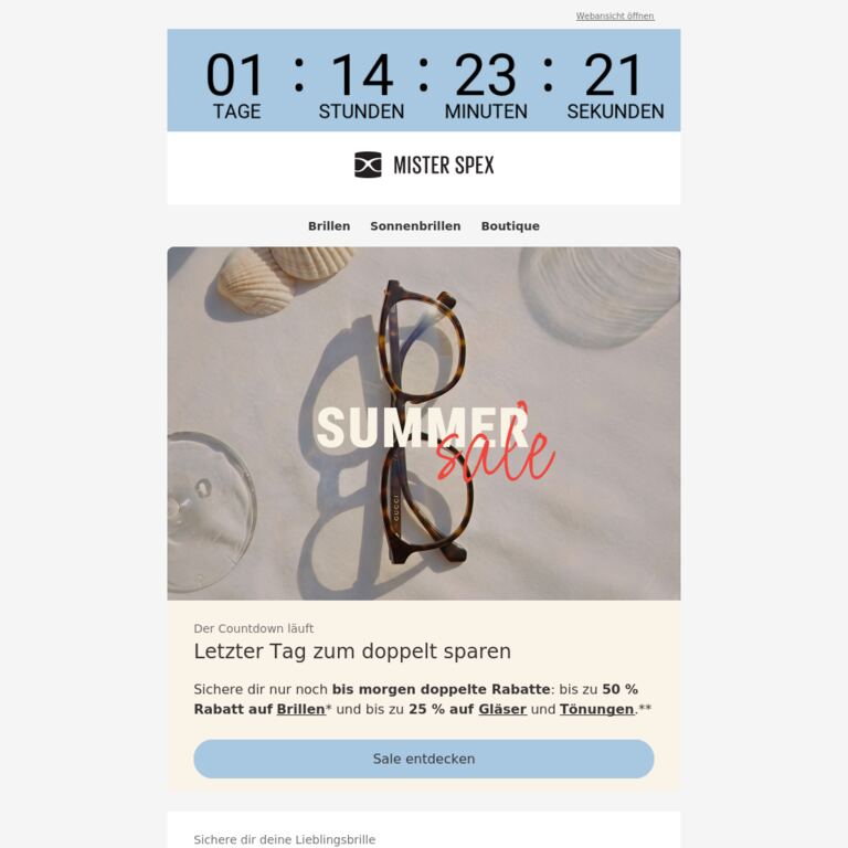 Deine letzte Chance auf doppelte Rabatte - newsletter screenshot
