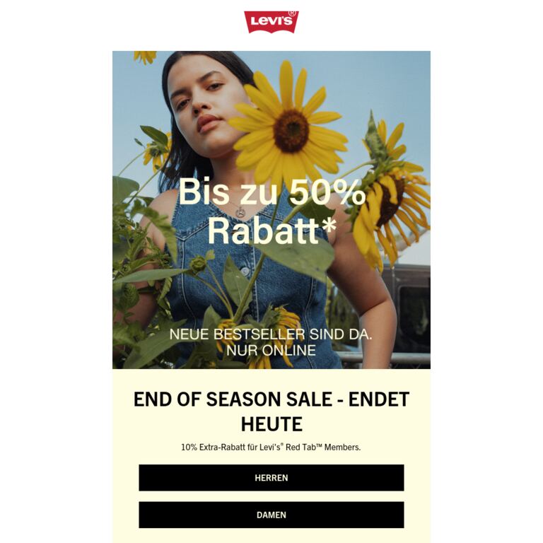 🚨 Die letzten Stunden 🚨Bis zu 50 % Rabatt auf alle Sale-Artikel - newsletter screenshot