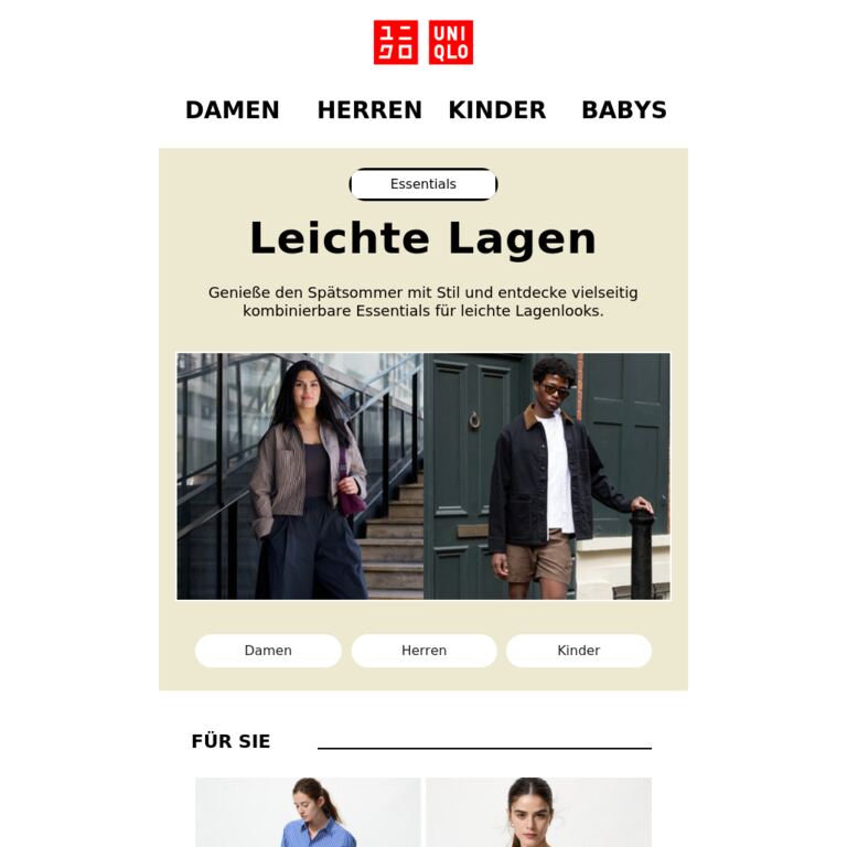 Neue Essentials für neue Looks - newsletter screenshot