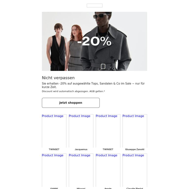 -20% auf Sale-Tops & Co - newsletter screenshot
