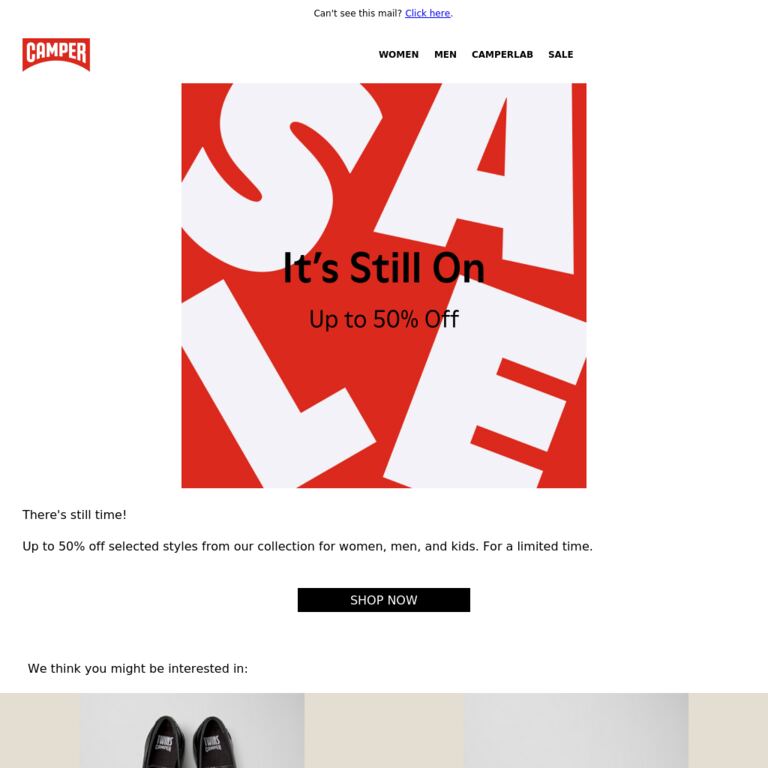 There's Still Time: Up to 50% Off - newsletter screenshot