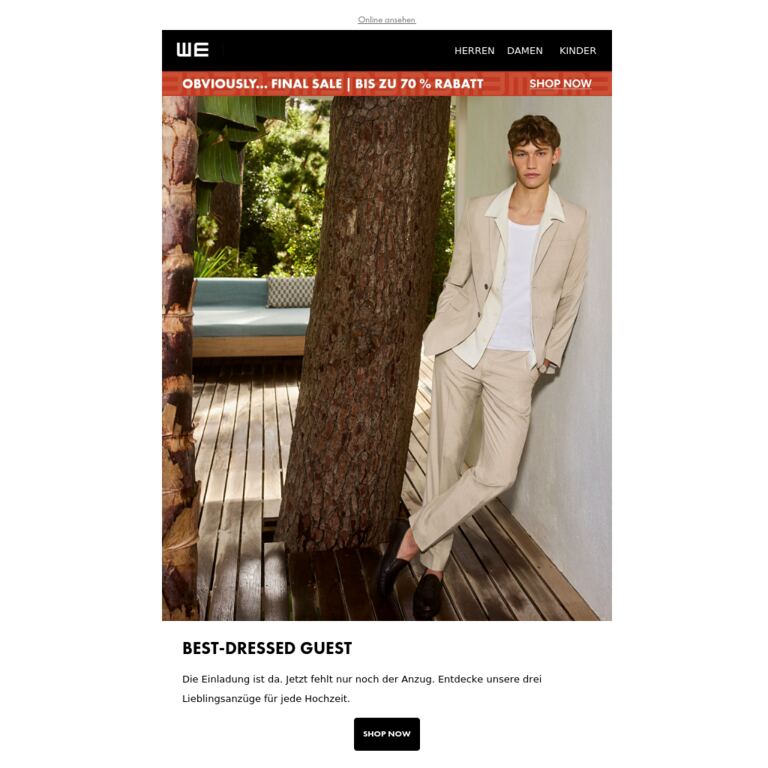Die Einladung ist da, jetzt fehlt nur noch der Anzug - newsletter screenshot