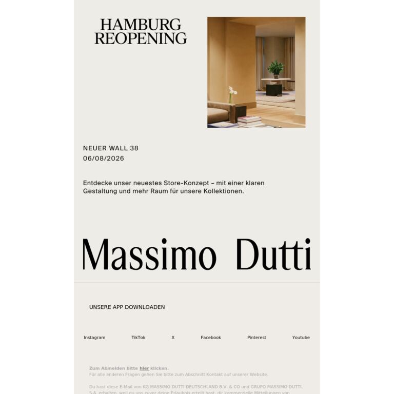 Wiedereröffnung in Hamburg - newsletter screenshot
