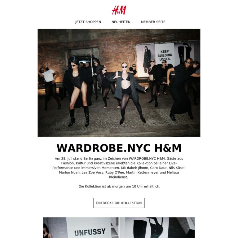 WARDROBE.NYC H&M in Berlin - newsletter screenshot
