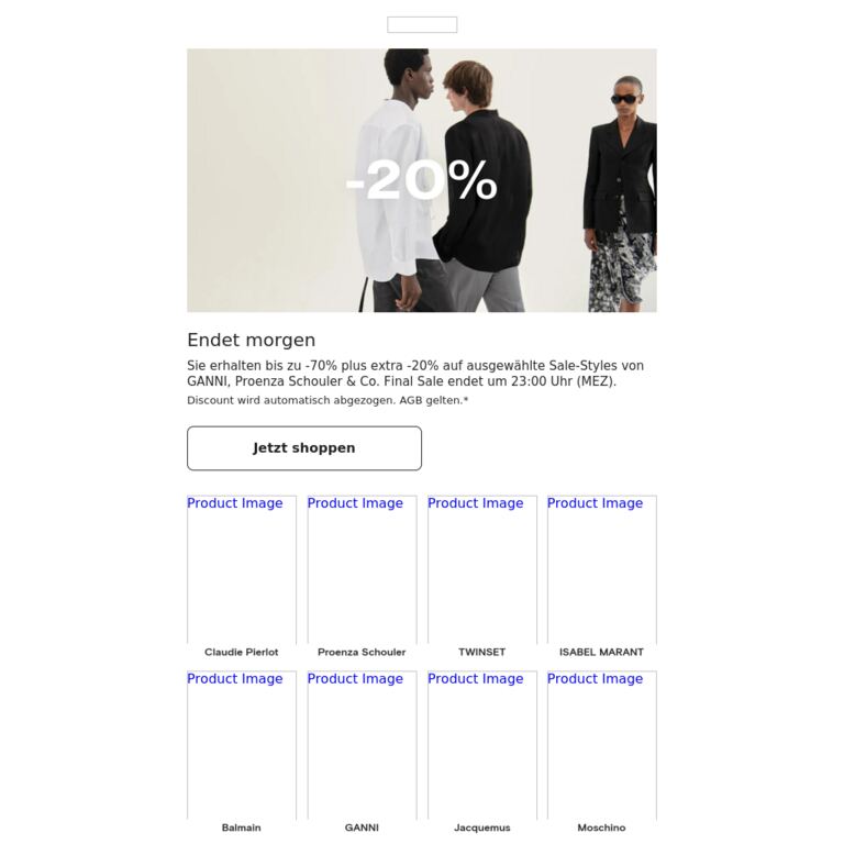 -20% auf den Sale endet morgen - newsletter screenshot