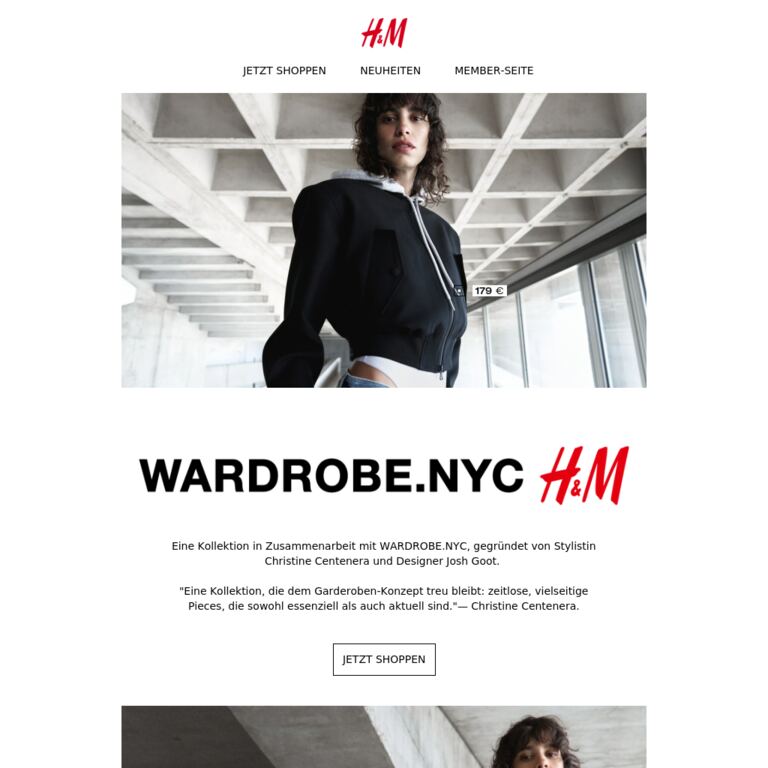WARDROBE.NYC H&M - newsletter screenshot