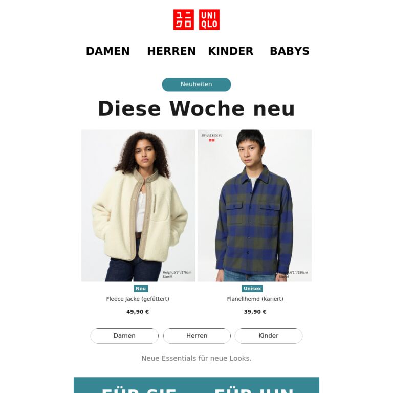 Neue Essentials für den Spätsommer - newsletter screenshot