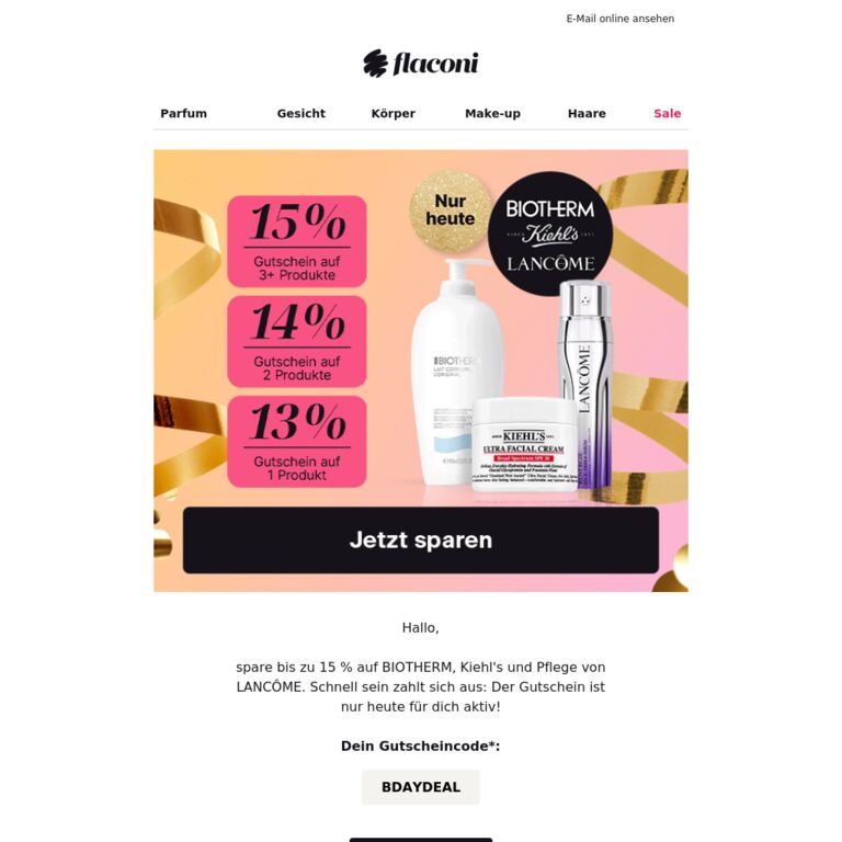 Bis zu 15 % auf Skincare-Favoriten 🩵 - newsletter screenshot