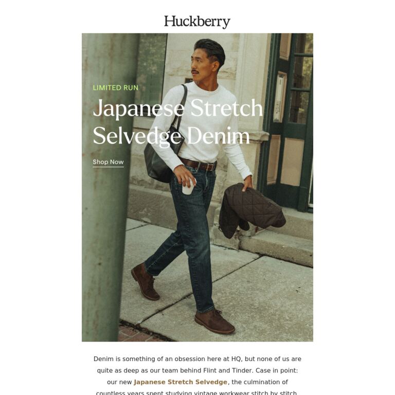 Limited Run: Japanese Stretch Selvedge - newsletter screenshot