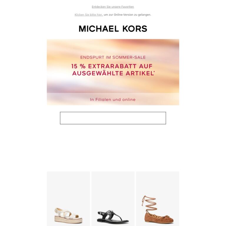 Sale-Styles im Trend mit 15 % Extrarabatt - newsletter screenshot