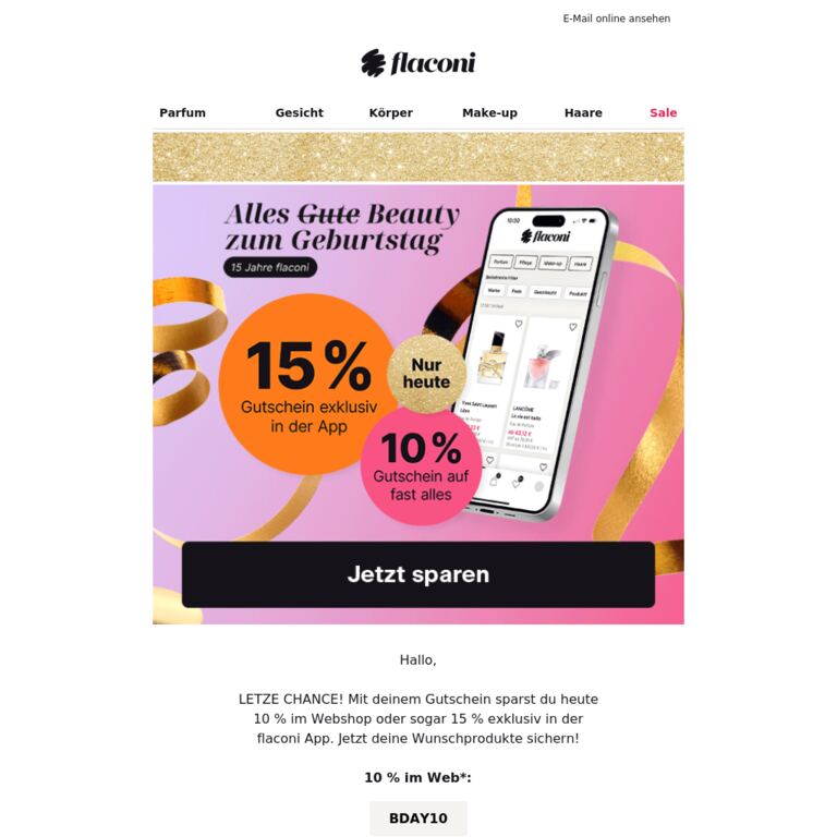 FINALE: 15 %-Gutschein auf fast ALLES - newsletter screenshot