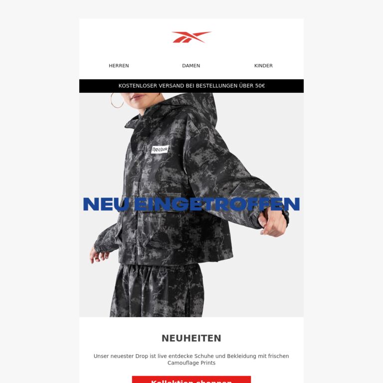 Die Camo Kollektion - newsletter screenshot