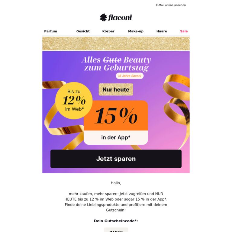🚨 Dein 15 %-Gutschein verschwindet - newsletter screenshot
