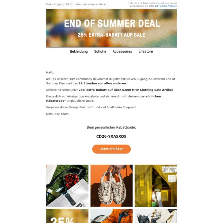 End of Summer Deal: Exklusiver Pre-Access. Sei unter den Ersten! - newsletter screenshot