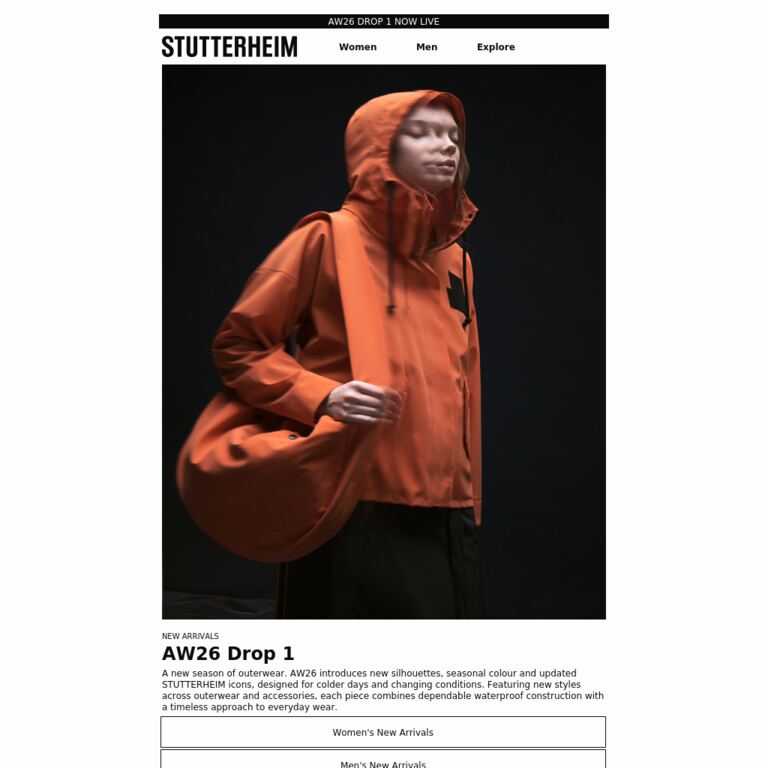 New In: AW26 Drop 1 - newsletter screenshot