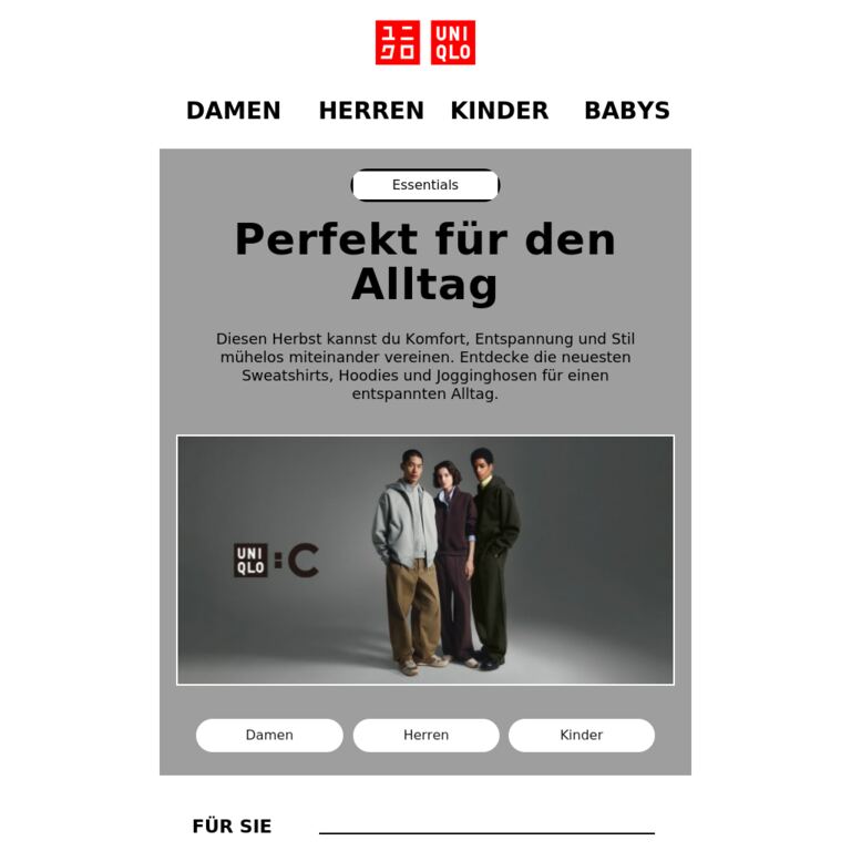 Moderne Passformen – zeitlose Looks - newsletter screenshot