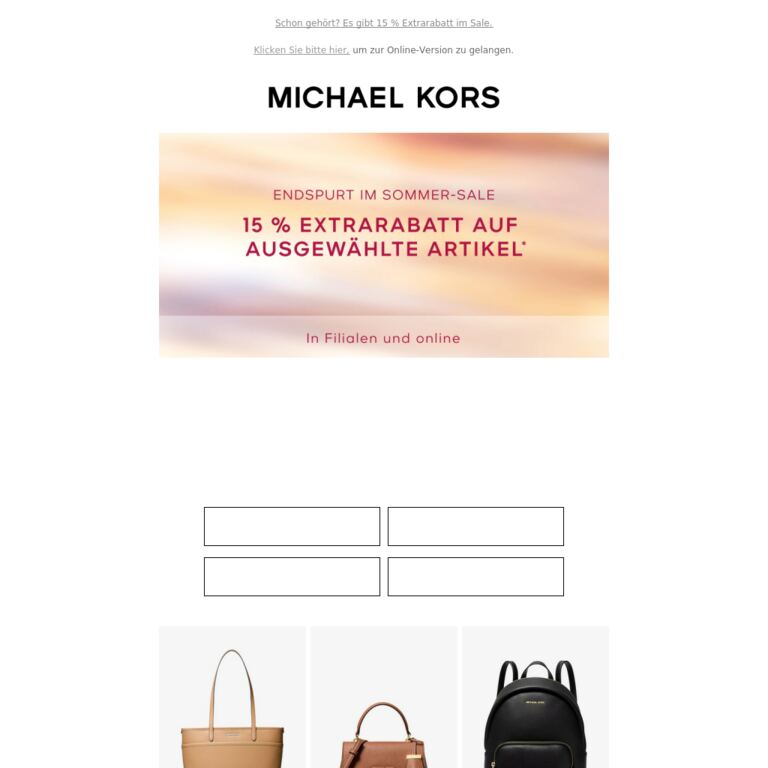 15 % Extrarabatt auf die Must-have-Handtaschen im Sale - newsletter screenshot