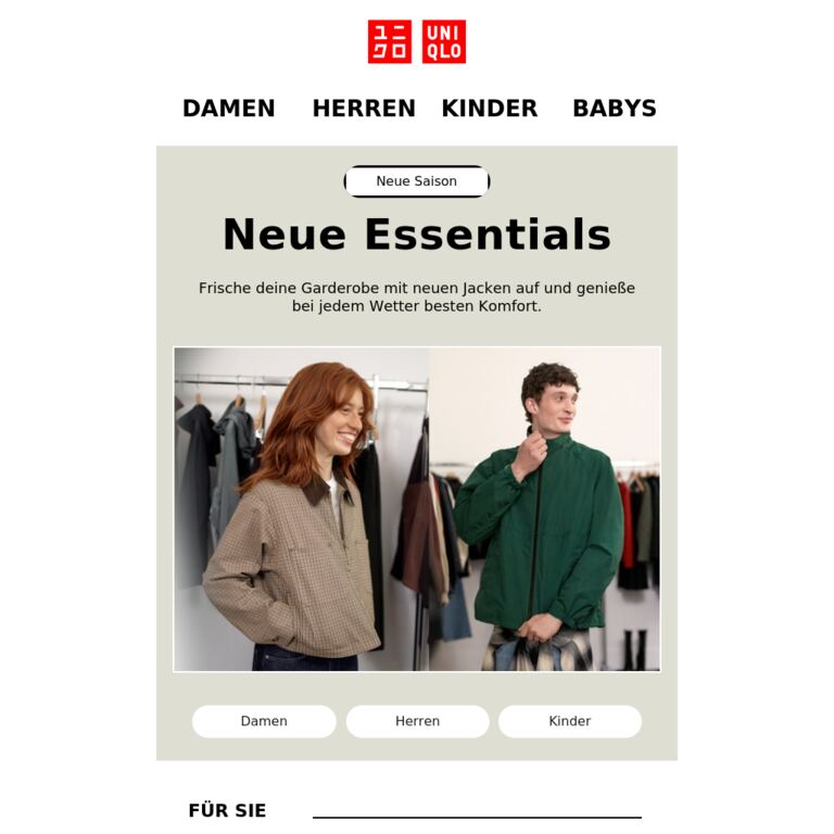 Herbstjacken für Herbstwetter - newsletter screenshot