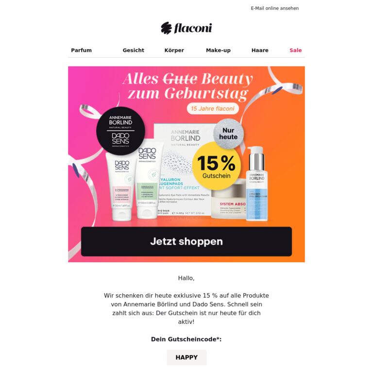 Du + Annemarie Börlind + Dado Sens = 15 %-Gutschein ❤️ - newsletter screenshot