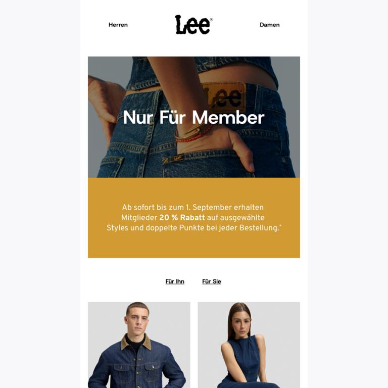20% Rabatt auf der ganzen Website für Rewards-Mitglieder - newsletter screenshot