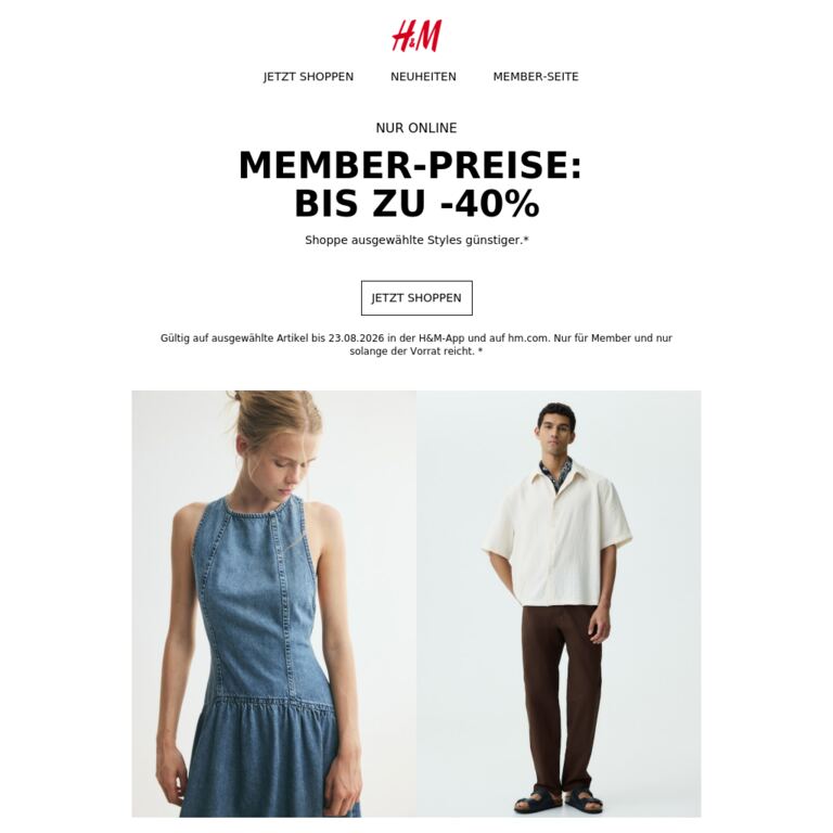 Member-Preise:  Bis zu -40% - newsletter screenshot