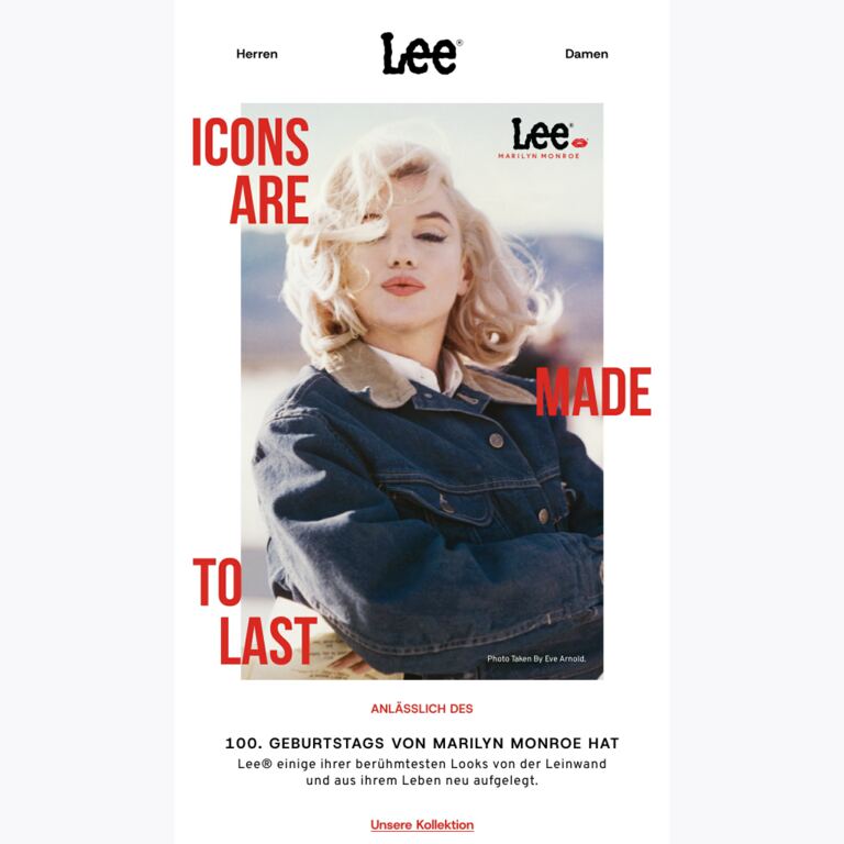 Wir stellen vor: Lee® x Marilyn Monroe™ - newsletter screenshot