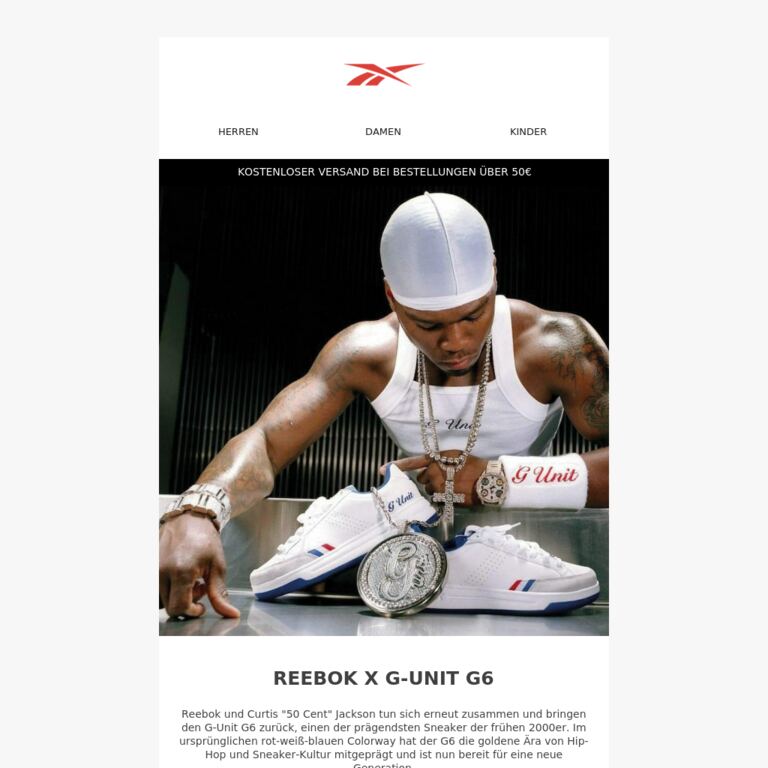 Reebok x G-Unit G6 ist zurück - newsletter screenshot