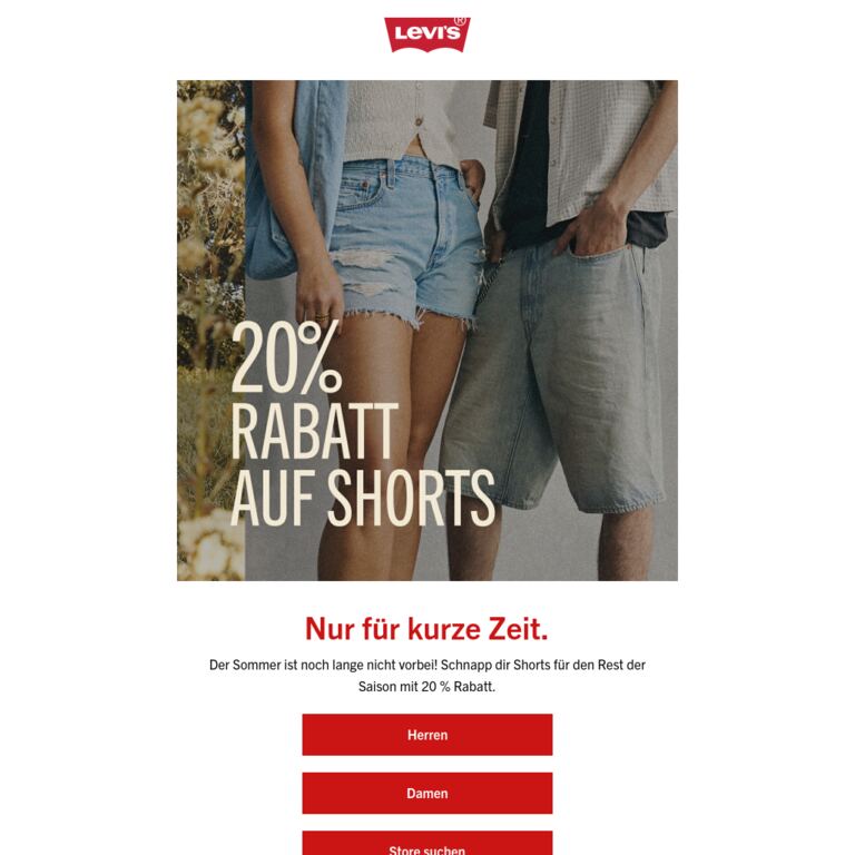 Süße Sommer-Rabatte: 20 % Rabatt auf Shorts ☀️ - newsletter screenshot
