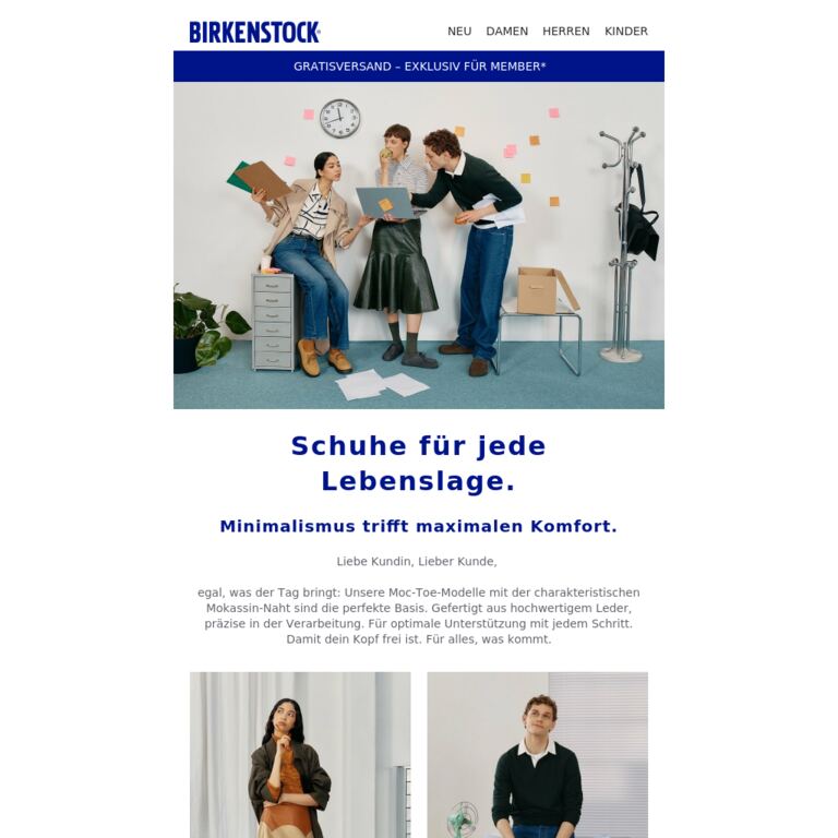 Jetzt angesagt: der Mokassin-Look mit markanter U-Naht. - newsletter screenshot