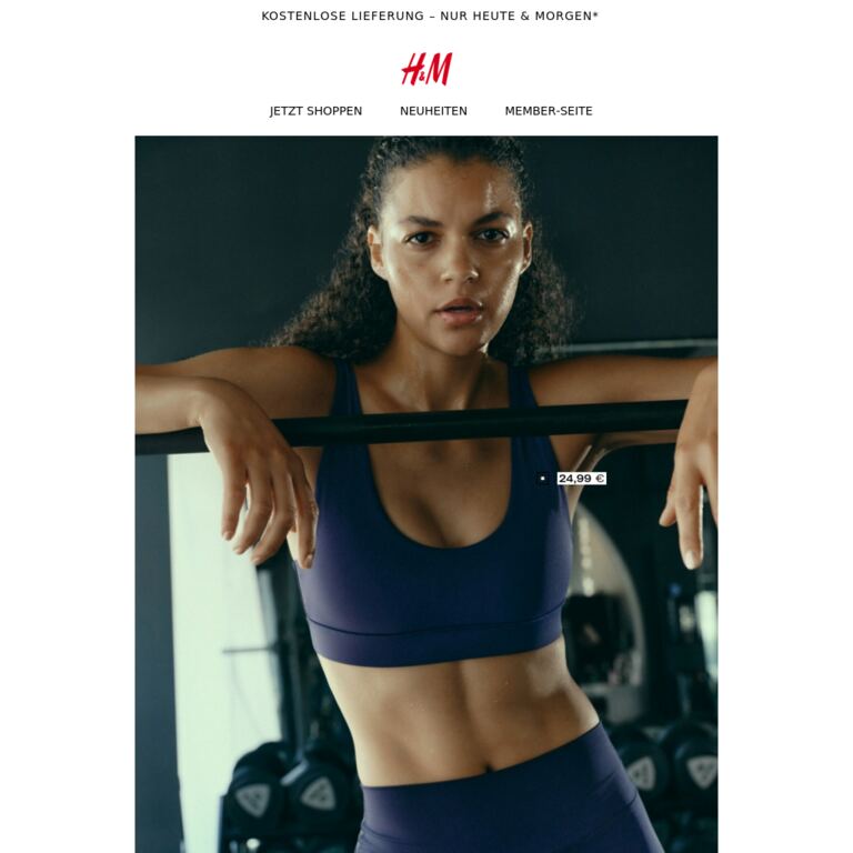 Der Gym-Drop von H&M MOVE - newsletter screenshot