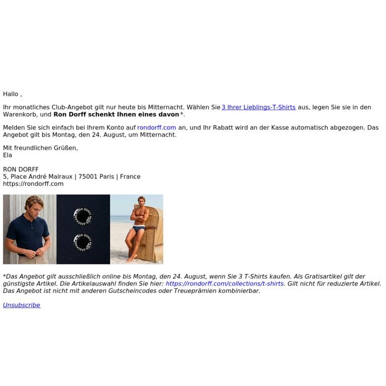 Ihr monatliches Club-Angebot endet um Mitternacht: 15% Rabatt auf RD Accessoires - newsletter screenshot