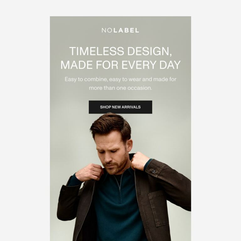 Timeless design for your everyday wardrobe - newsletter screenshot