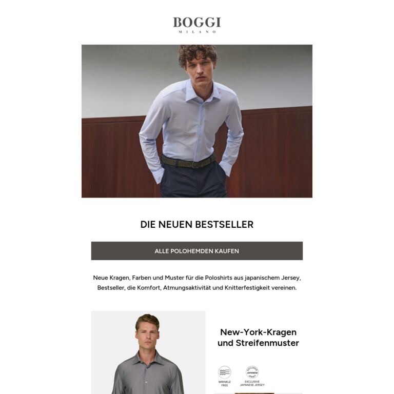 Neue Poloshirts aus japanischem Jersey - newsletter screenshot