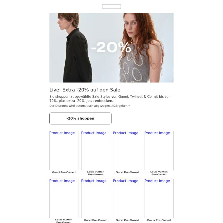 Extra -20% auf den Sale - newsletter screenshot