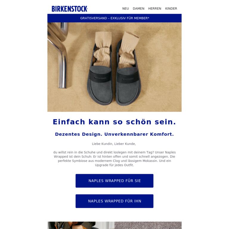 Naples Wrapped: mit markanter Naht, ohne Schnürung. - newsletter screenshot