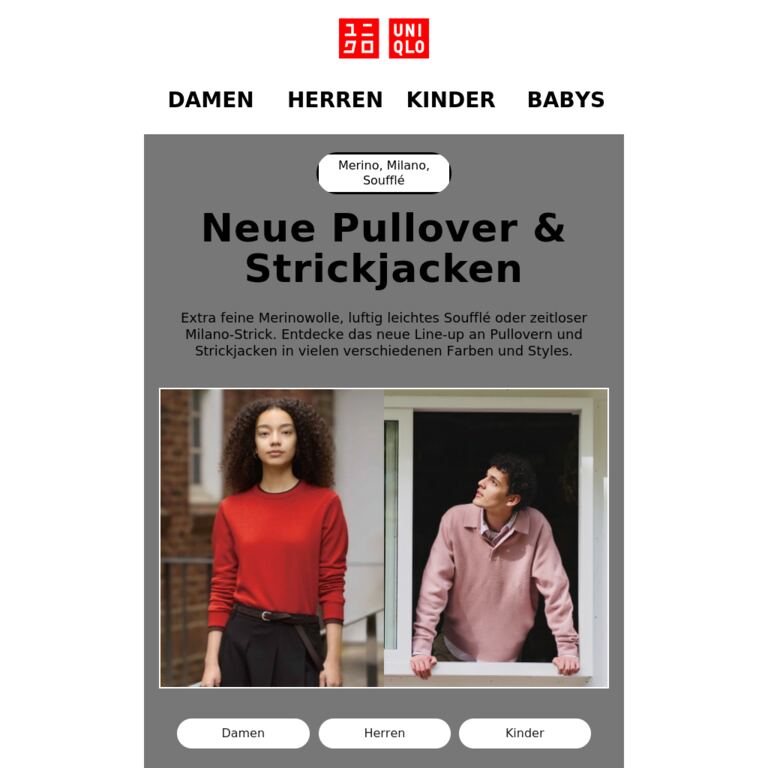 Leichte Pullover für Herbst - newsletter screenshot