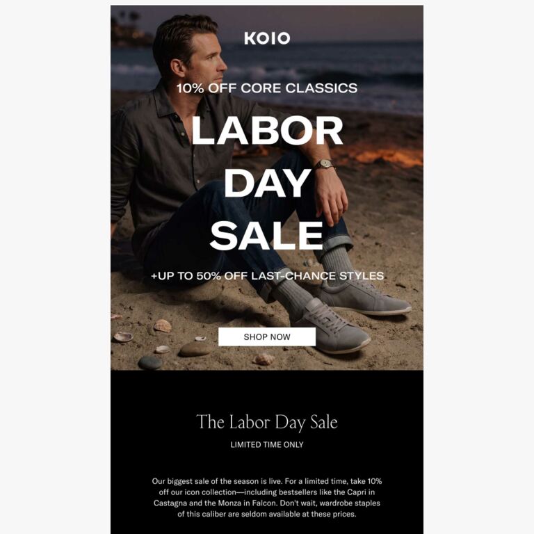 Labor Day Sale Starts Now - newsletter screenshot