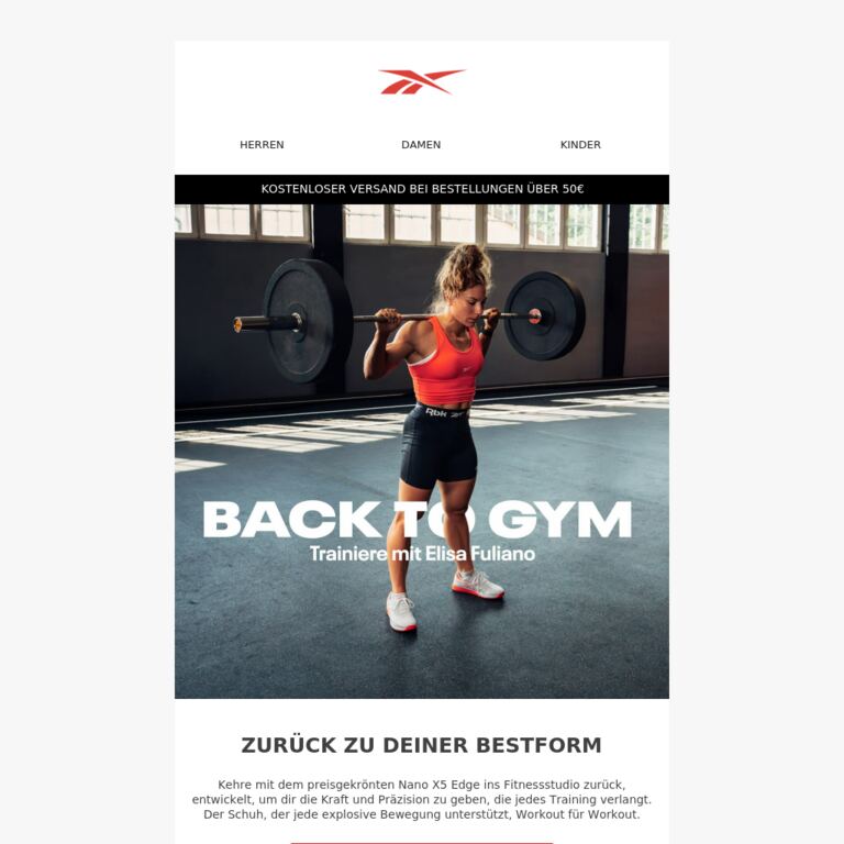 Bereit, ins Gym zurückzukehren - newsletter screenshot