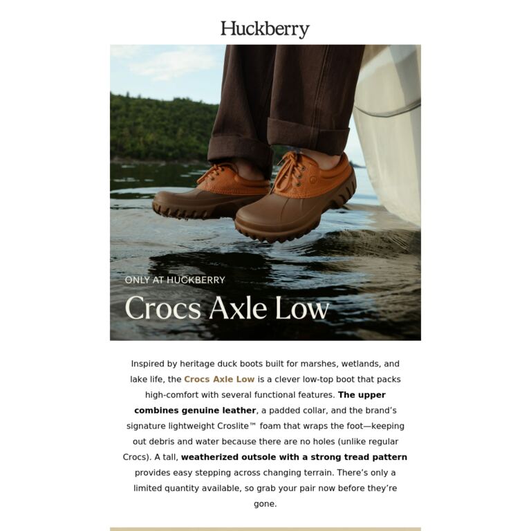 Half Croc. Half Duck Boot. Only Here. - newsletter screenshot