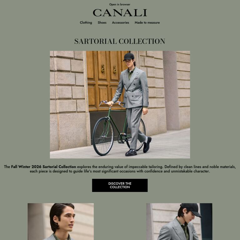 Introducing the Fall Winter Sartorial Collection - newsletter screenshot